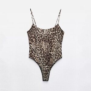Zara Leopard Print Strappy Bodysuit
